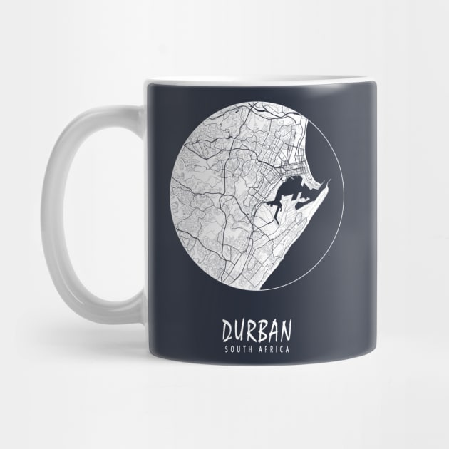 Durban, South Africa City Map - Full Moon by deMAP Studio